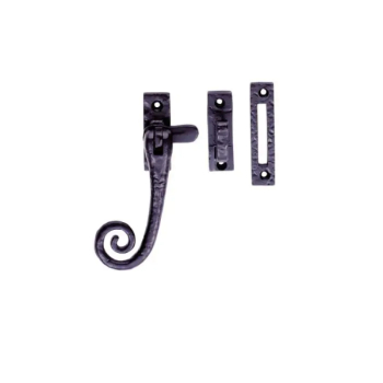 Monkey Tail Casement Fastener Black c/w Hook and Mortice Plate