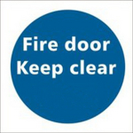 Fire Door Keep Clear Blue 102mm x 102mm