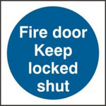 Fire Door Keep Locked Blue 102mm x 102mm