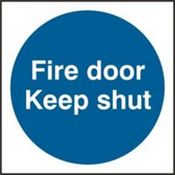 Fire Door Keep Shut Blue 102mm x 102mm