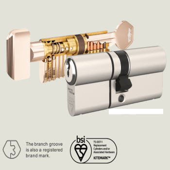 3 Star Security Cyl Brass 35/35 3 Star Security Cyl Brass 35/35